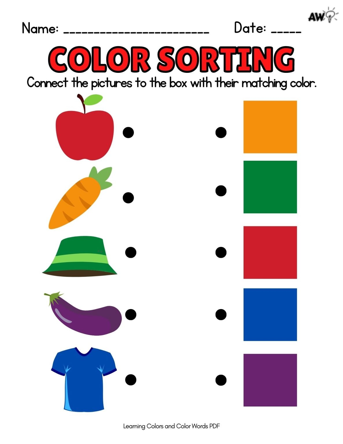 Matching Colors Worksheets Pre k Academy Worksheets