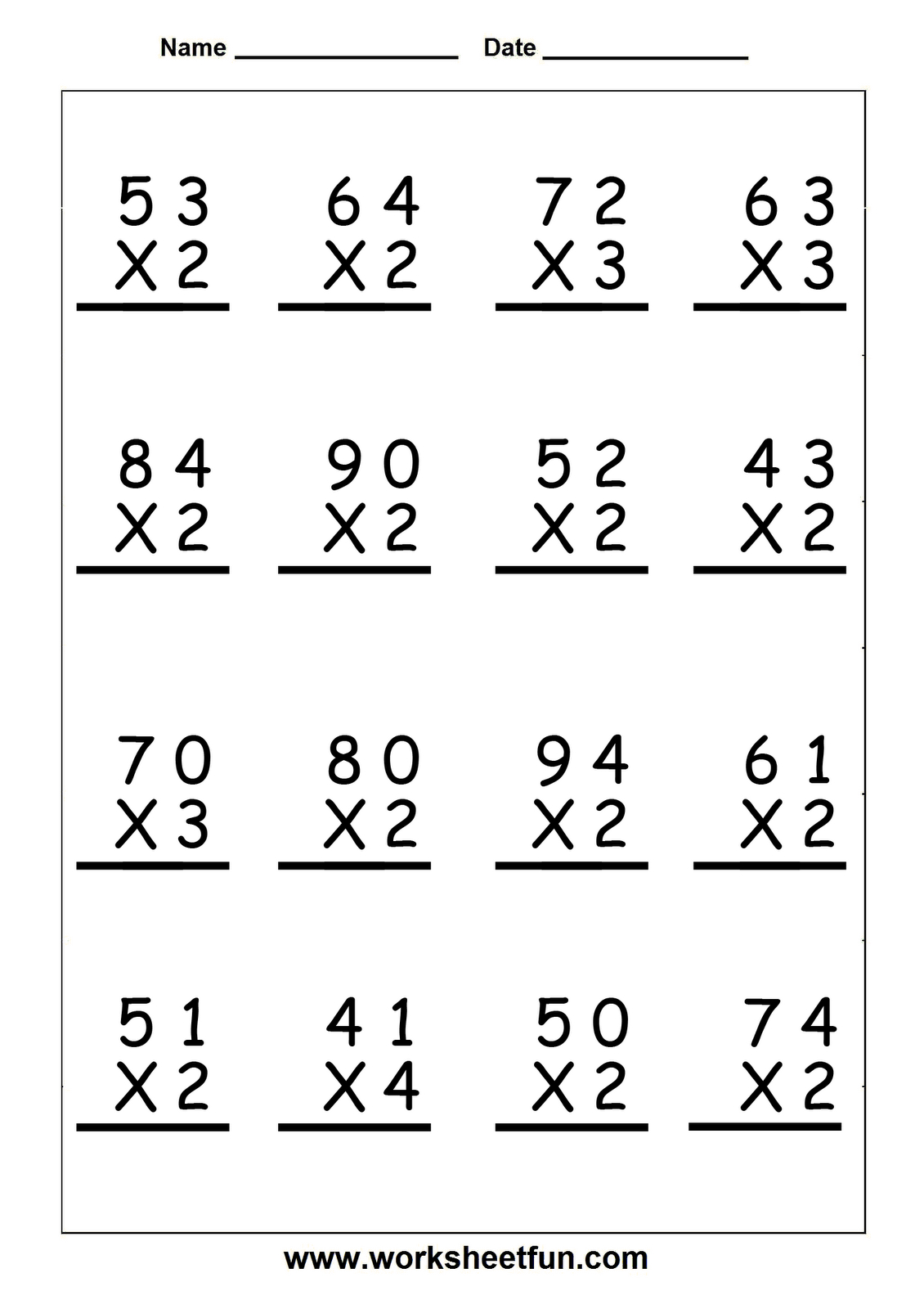 Math Problems For 4th Graders Multiplication