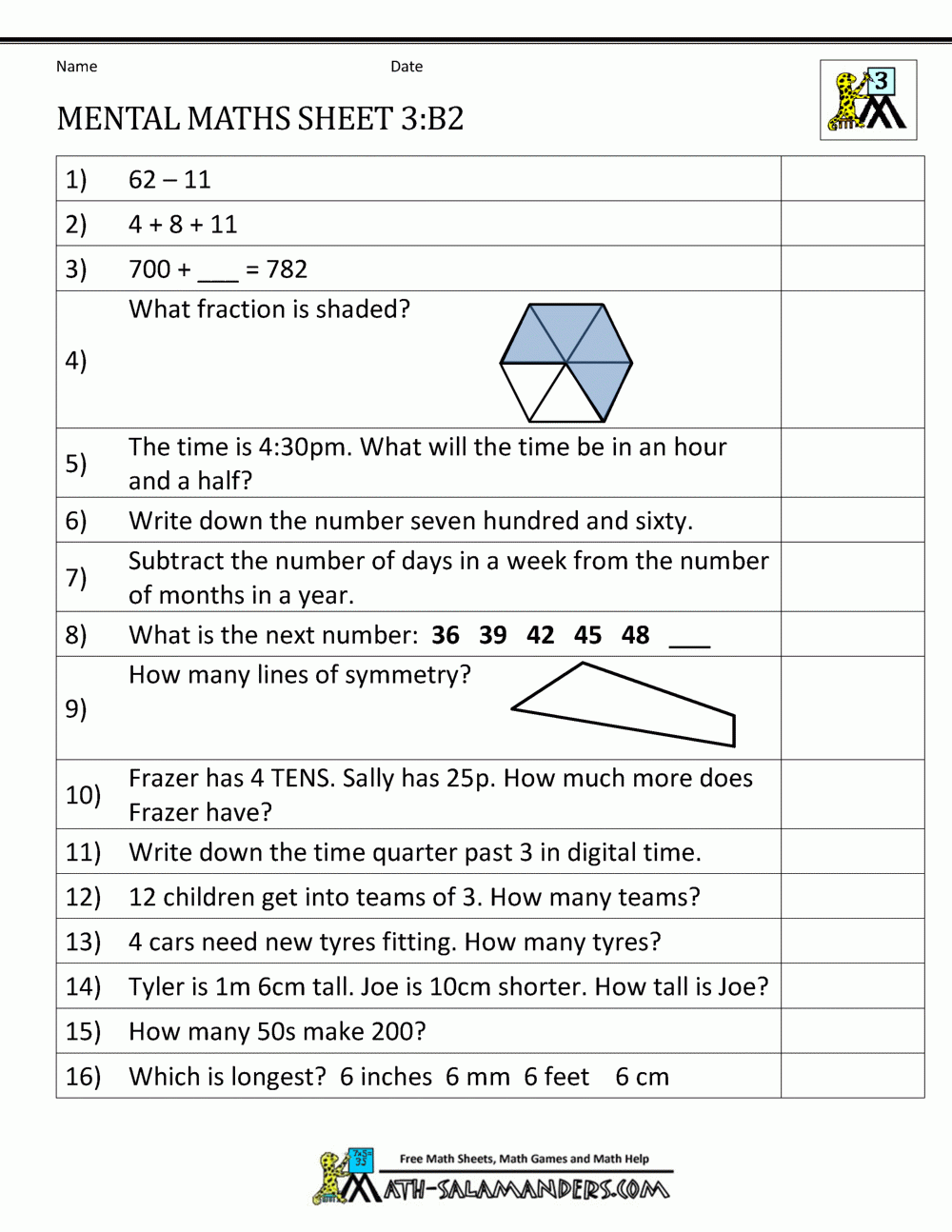 Mental Maths Year 3 Worksheets Year 3 Math Worksheets To Print 2nd 
