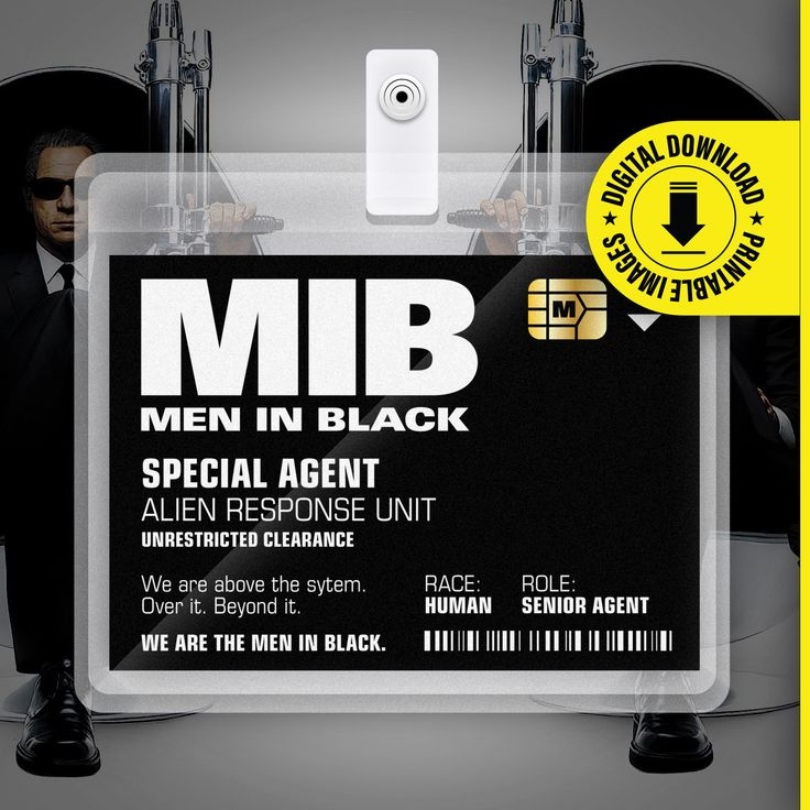 MIB Special Agent Men In Black ID Badge Card Halloween Cosplay Costume