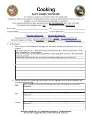 Microsoft Word Cooking Cooking Merit Badge Workbook This 