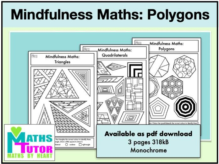 Mindfulness Maths Polygons Colouring Sheets Teaching Resources