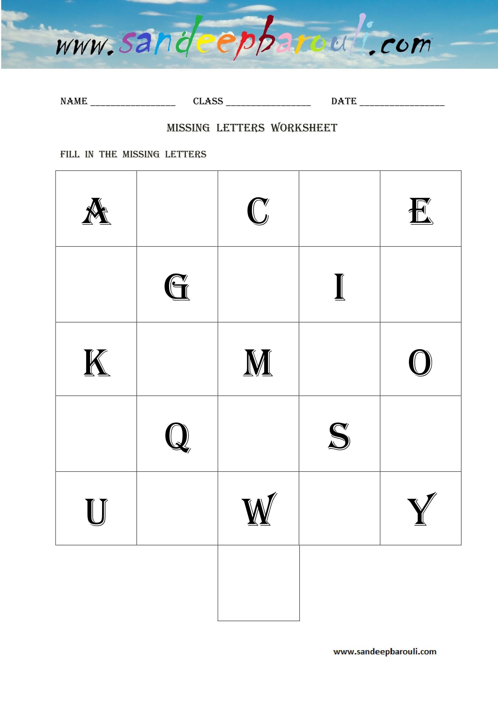 MISSING LETTERS WORKSHEETS 1 Educational Website Missing Letter