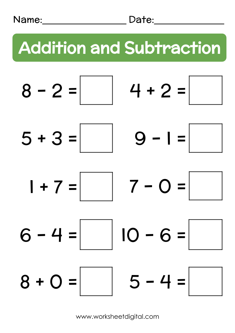 Mixed Addition And Subtraction Sums Worksheet Digital Worksheets 