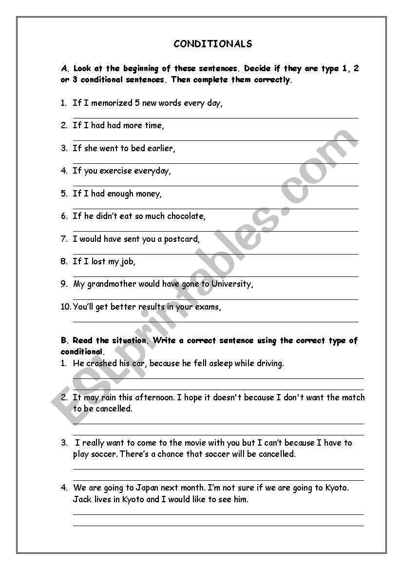 Mixed Conditionals Worksheet