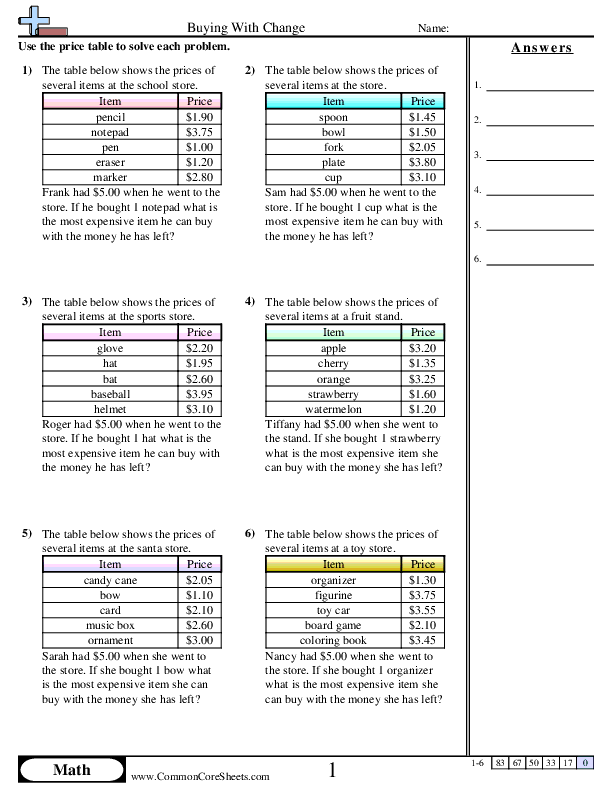 Money Worksheets Free Distance Learning Worksheets And More 
