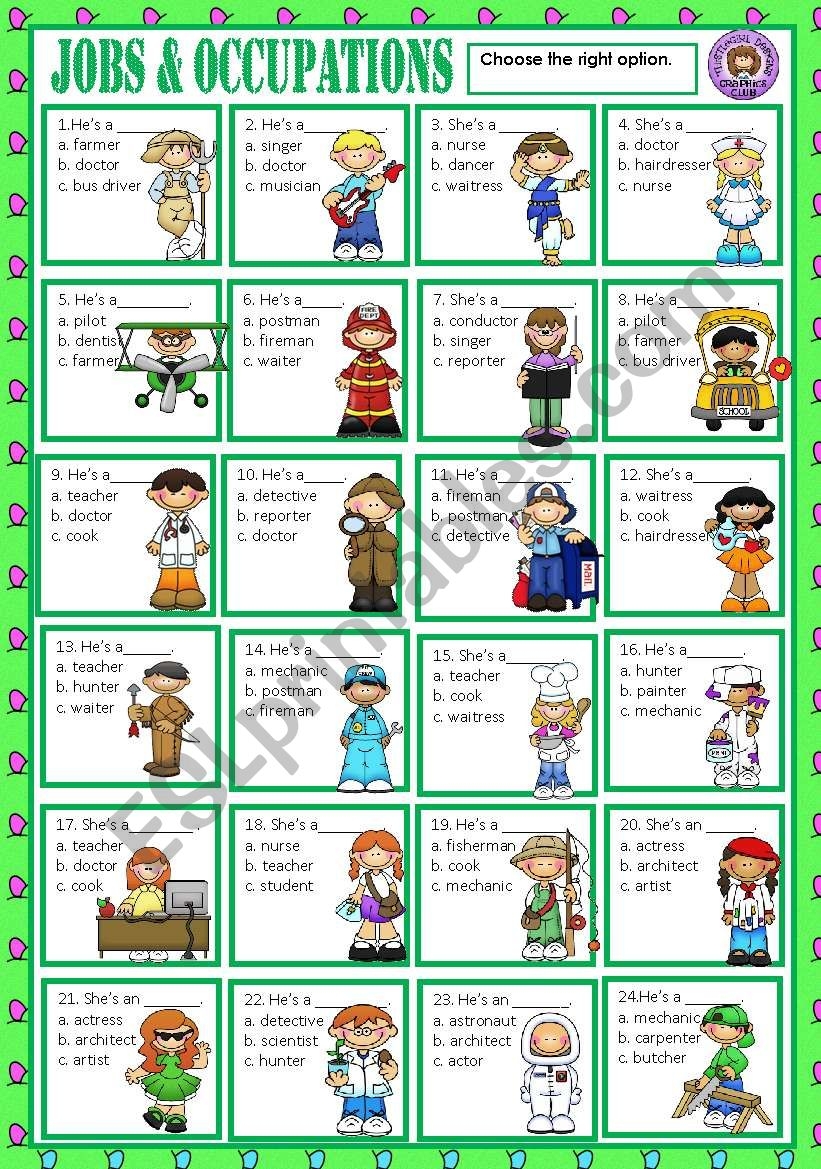 Multiple Jobs Worksheet Free Printable
