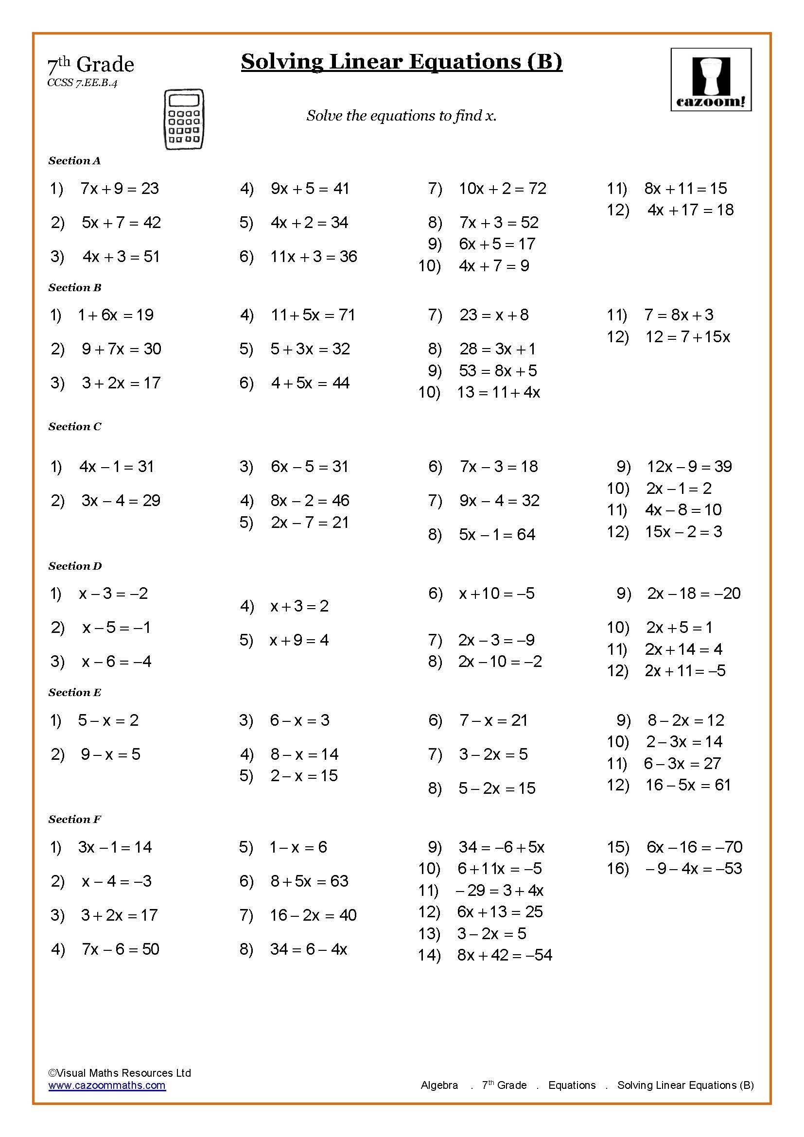 Multiplication For 7th Graders Printable Worksheets