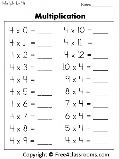Multiplication Practice Sheets Grade 4 Multiplication Worksheets