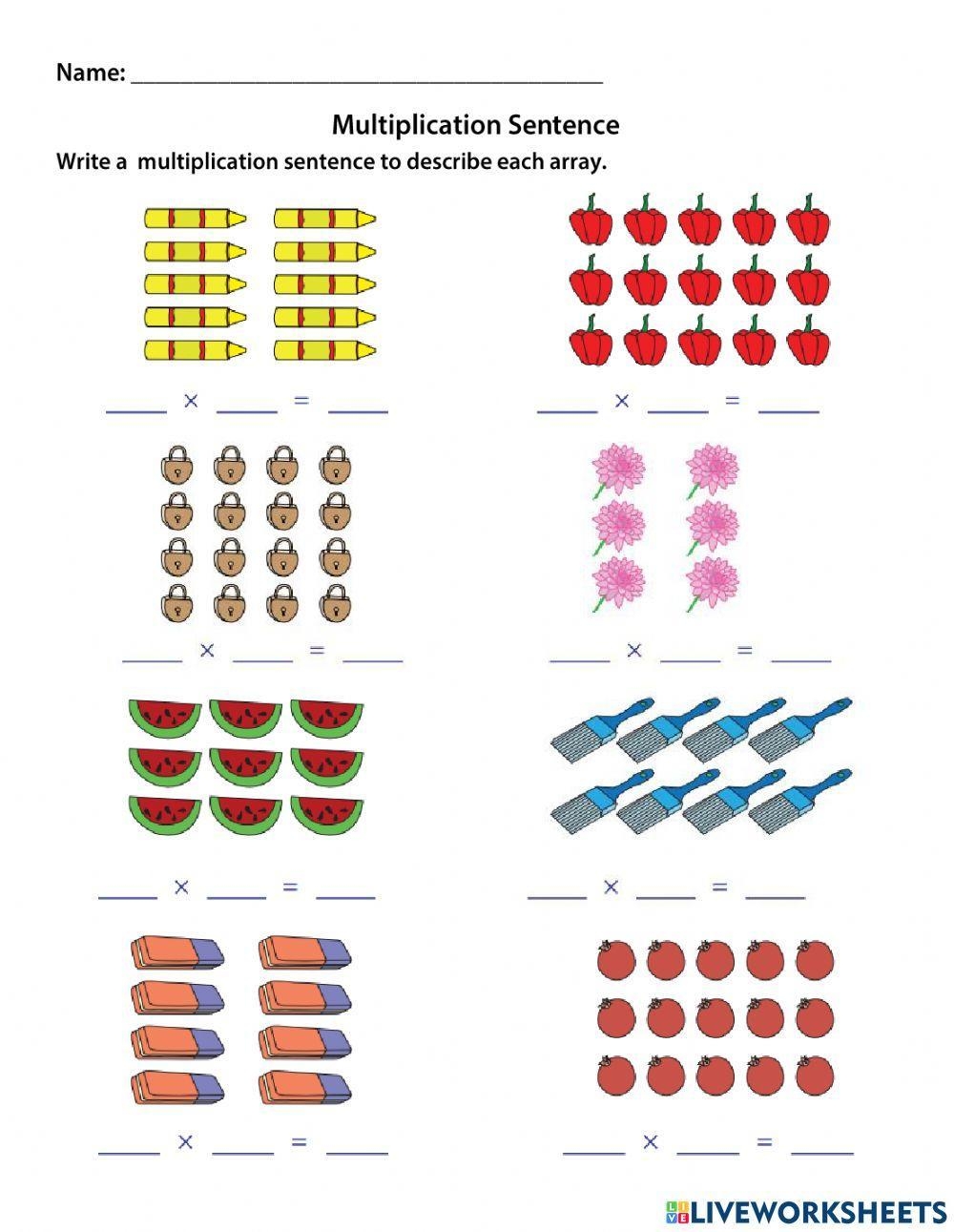 Multiplication Sentence Worksheet Free Math Worksheets Worksheets