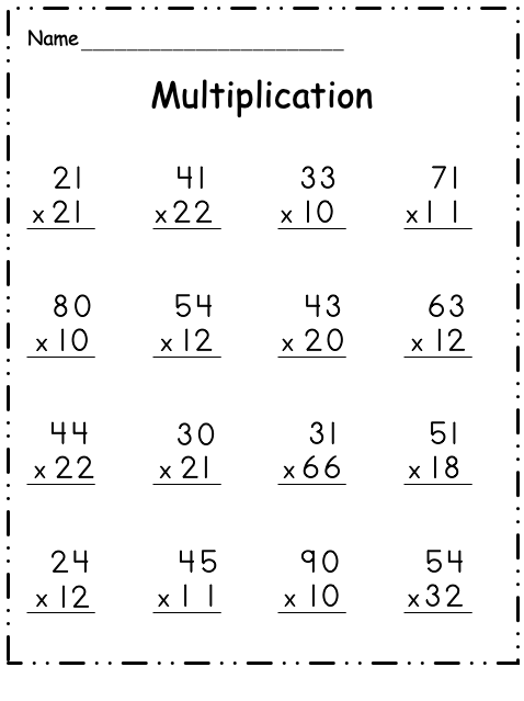 Multiplication Worksheets 2 Digit By 2 Digit Multiplication Worksheets