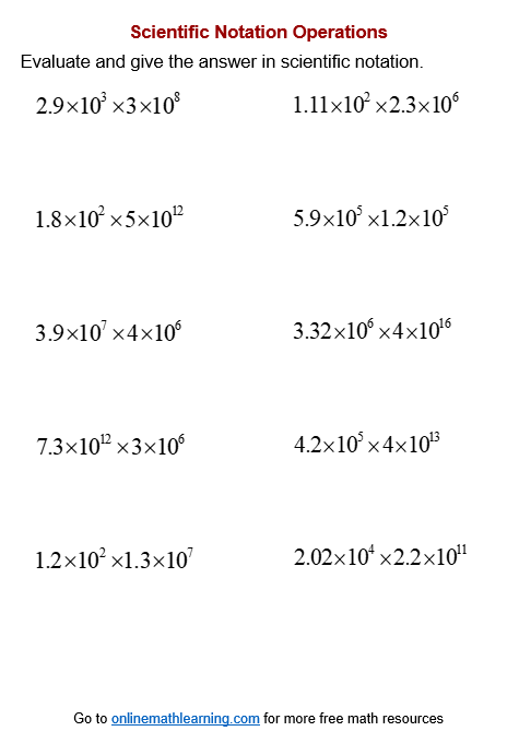 Multiply Divide With Scientific Notation Worksheets Library