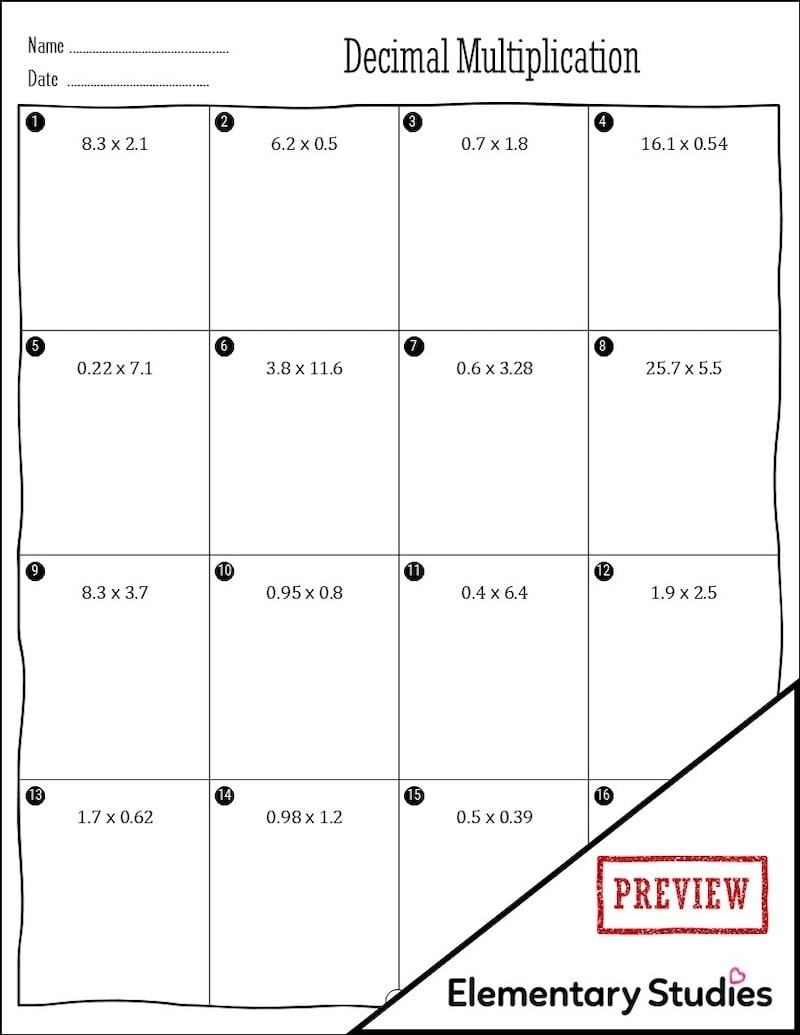 Multiplying Decimals By Decimals Worksheets Elementary Studies 