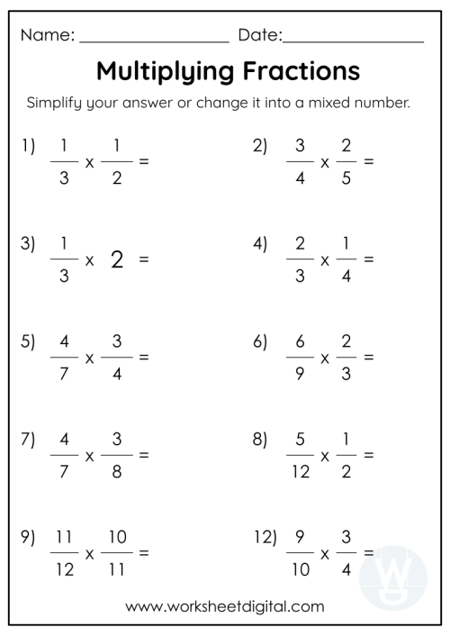 Multiplying Fractions Visual Worksheet Download Worksheets Library