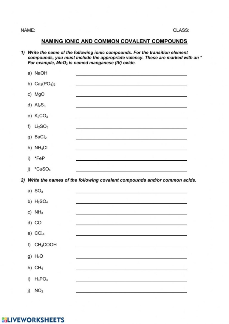 Naming Ionic Compounds Worksheet Answers CompoundWorksheets