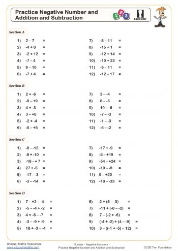 Negative Numbers Worksheets Printable Worksheet On Negative 