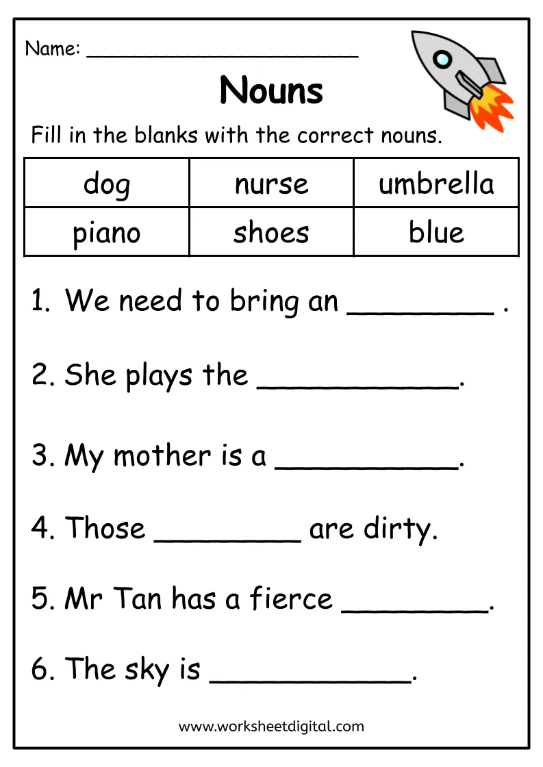 Nouns Worksheet Worksheet Digital Worksheets Library