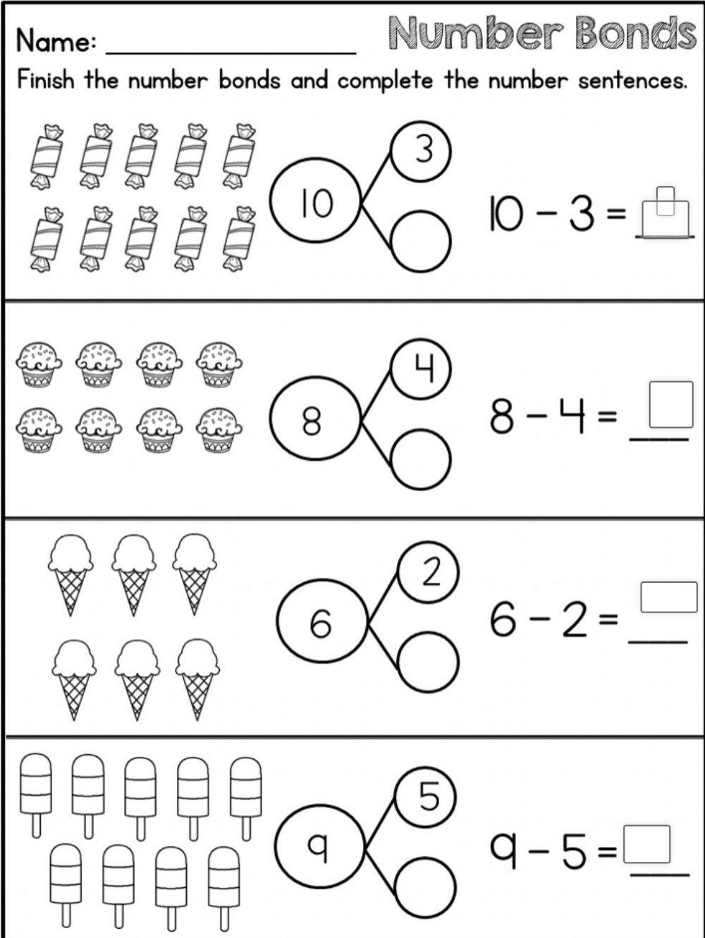 Number Bonds Addition And Subtraction Bonding Exercises For Grade 