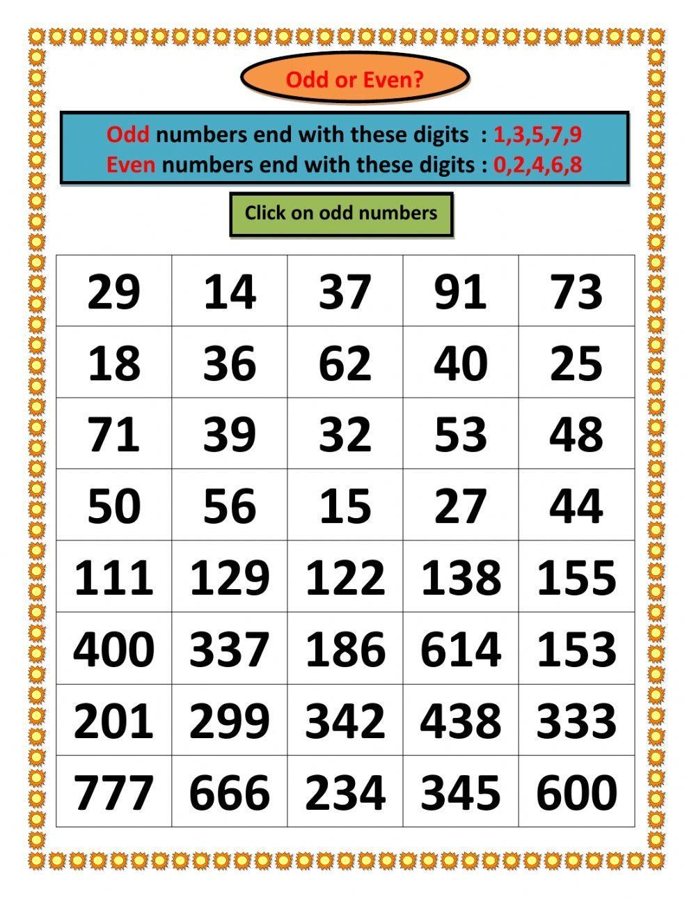 Odd And Even Numbers Sorting Activity Teaching Resources Worksheets 