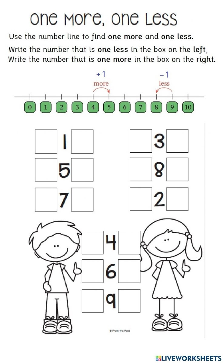 One More One Less Worksheet For Numbers 1 10