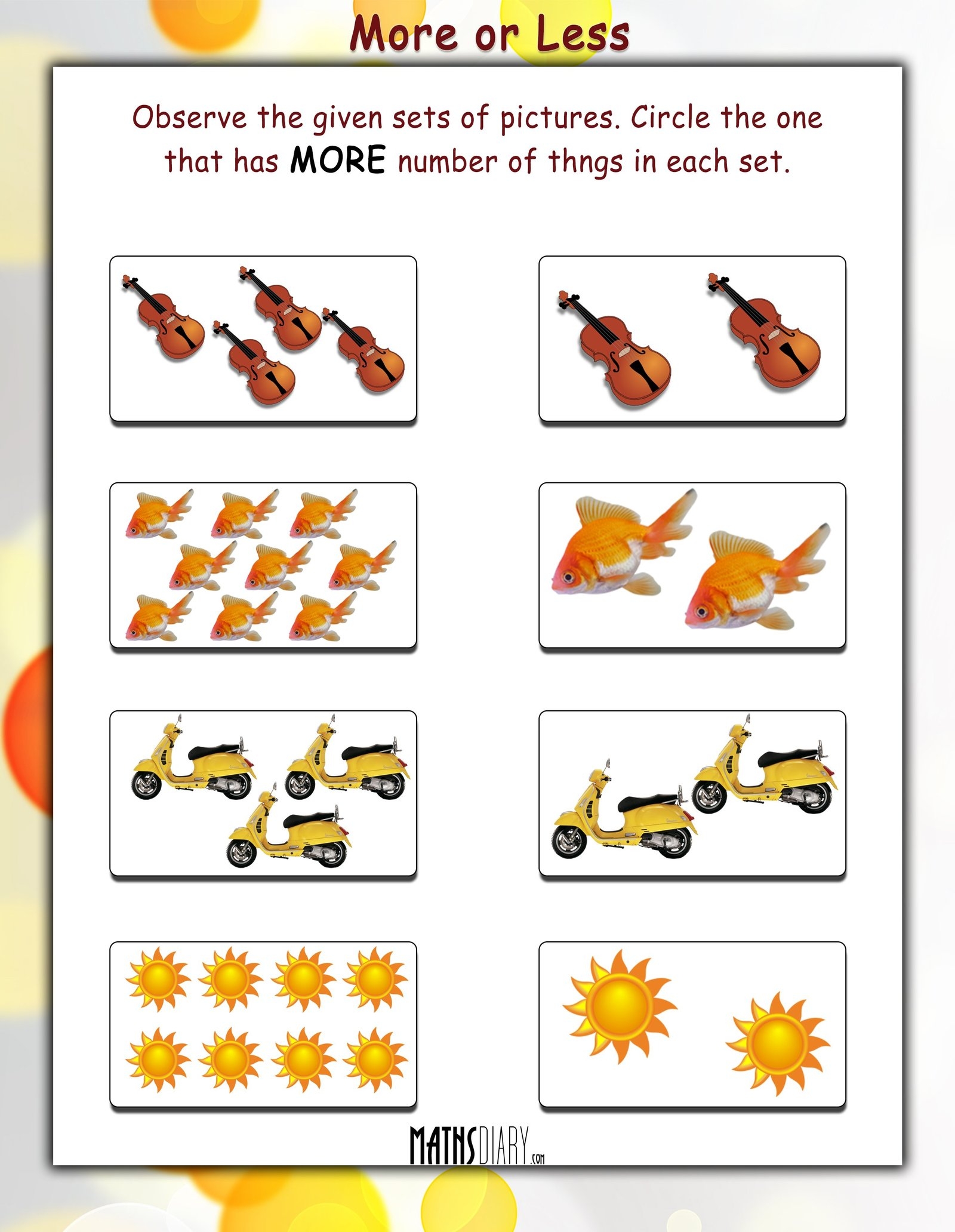 One More One Less Worksheets