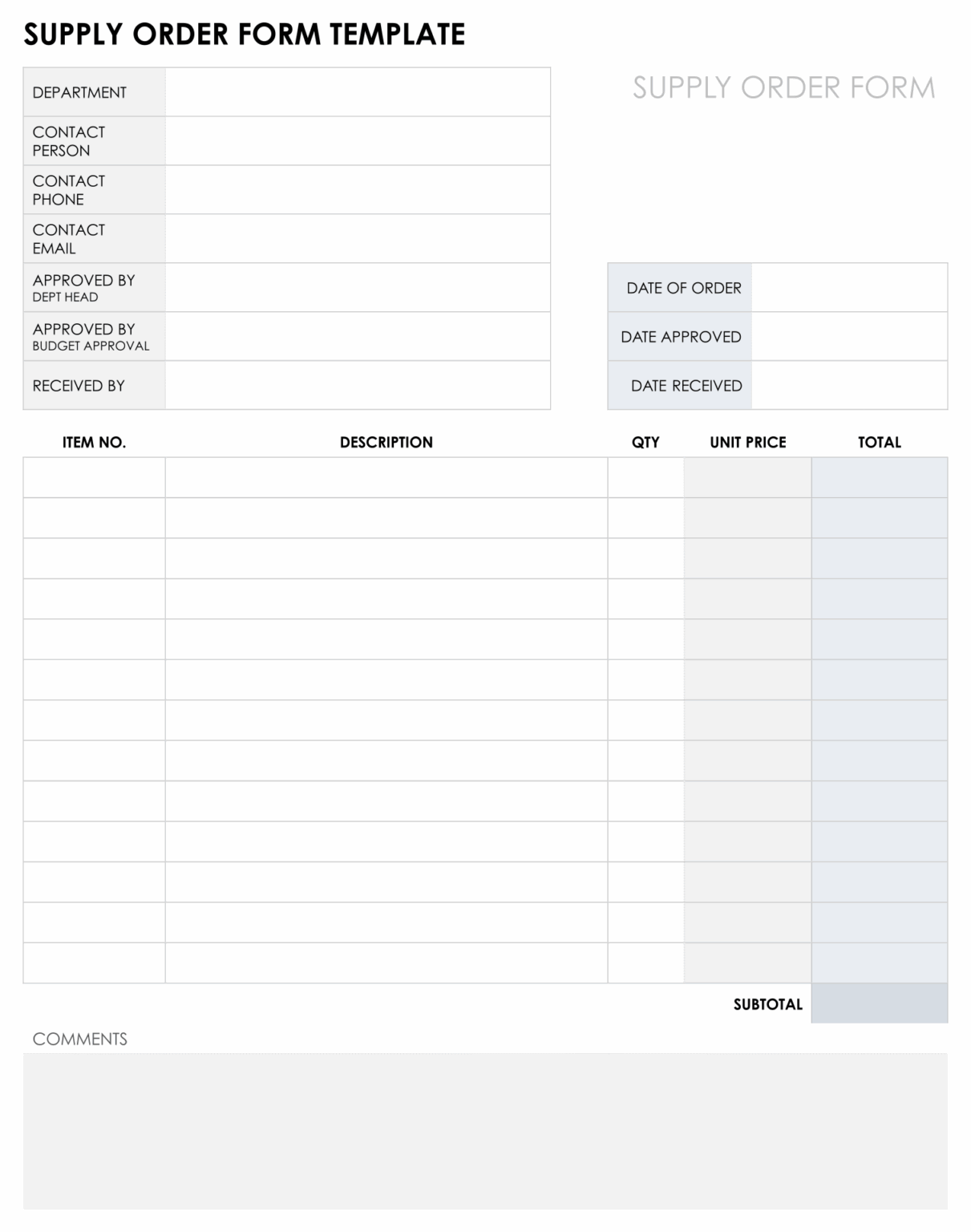 Order Form Template Free Printable - Download Free Printable Templates