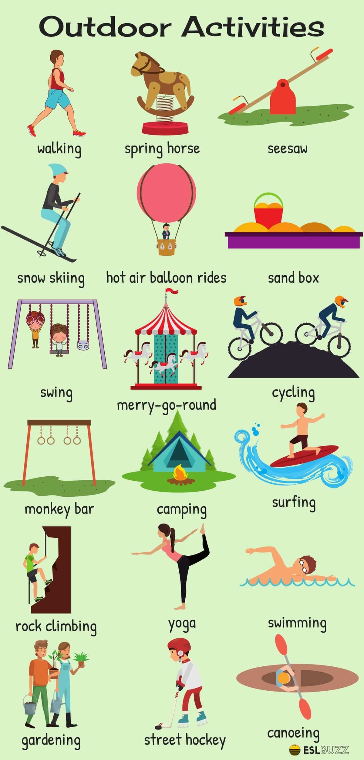 Outdoor Activities Vocabulary In English ESLBUZZ
