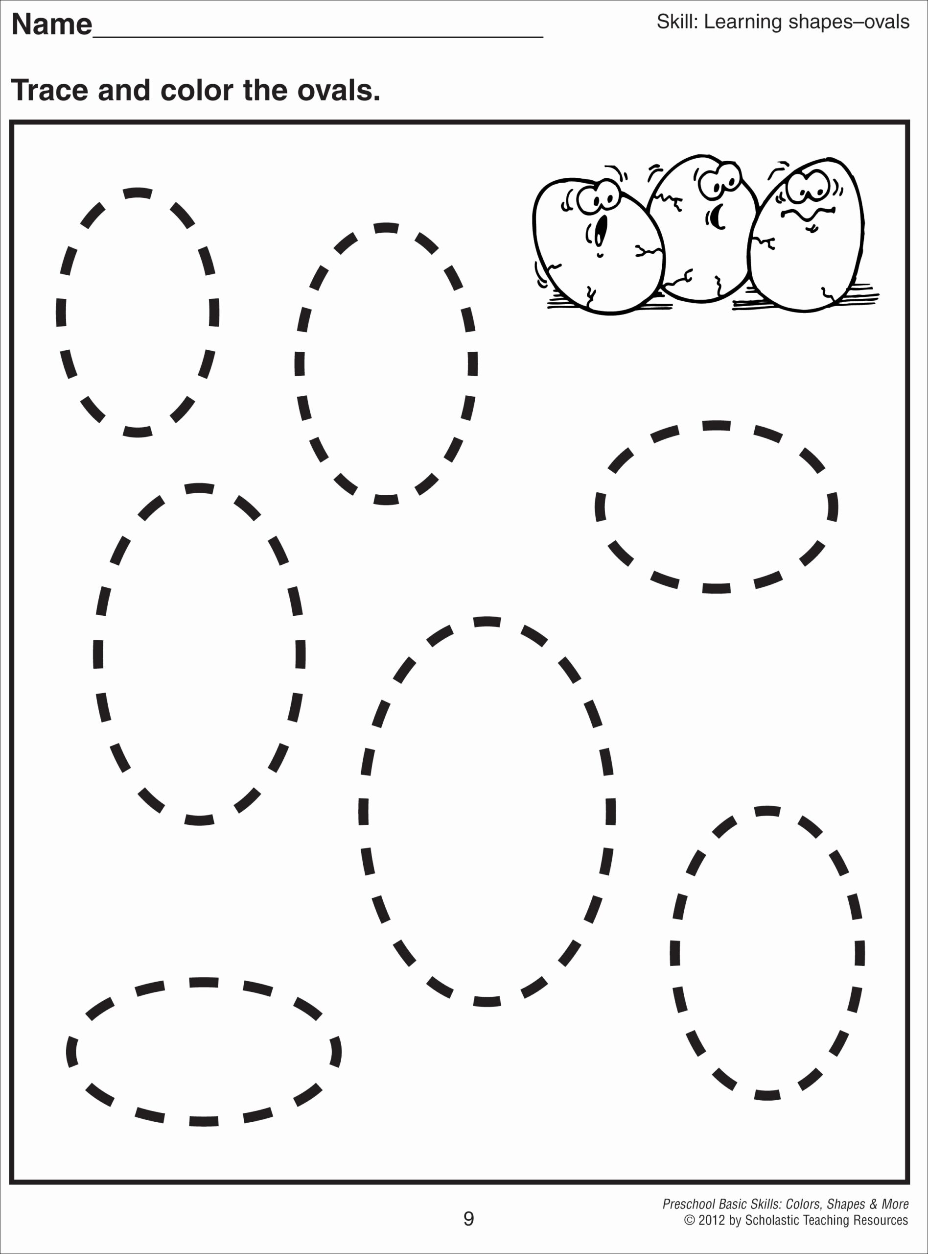 Oval Shape Worksheets