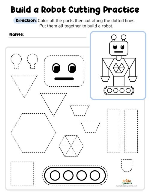 Paper Cutting Lines Shapes Worksheets For Preschool Fine 