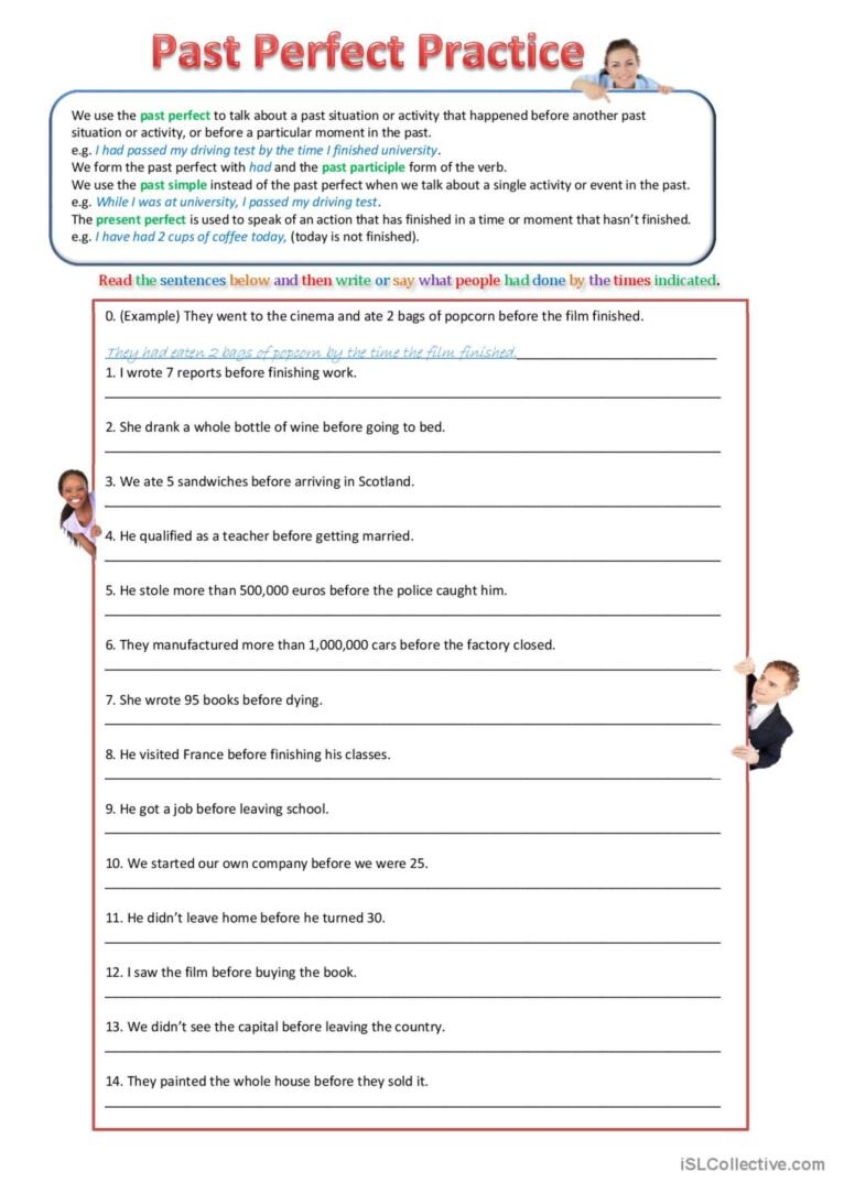 Past Perfect Tense Worksheet Past Perfect Continuous Tense Eroppa