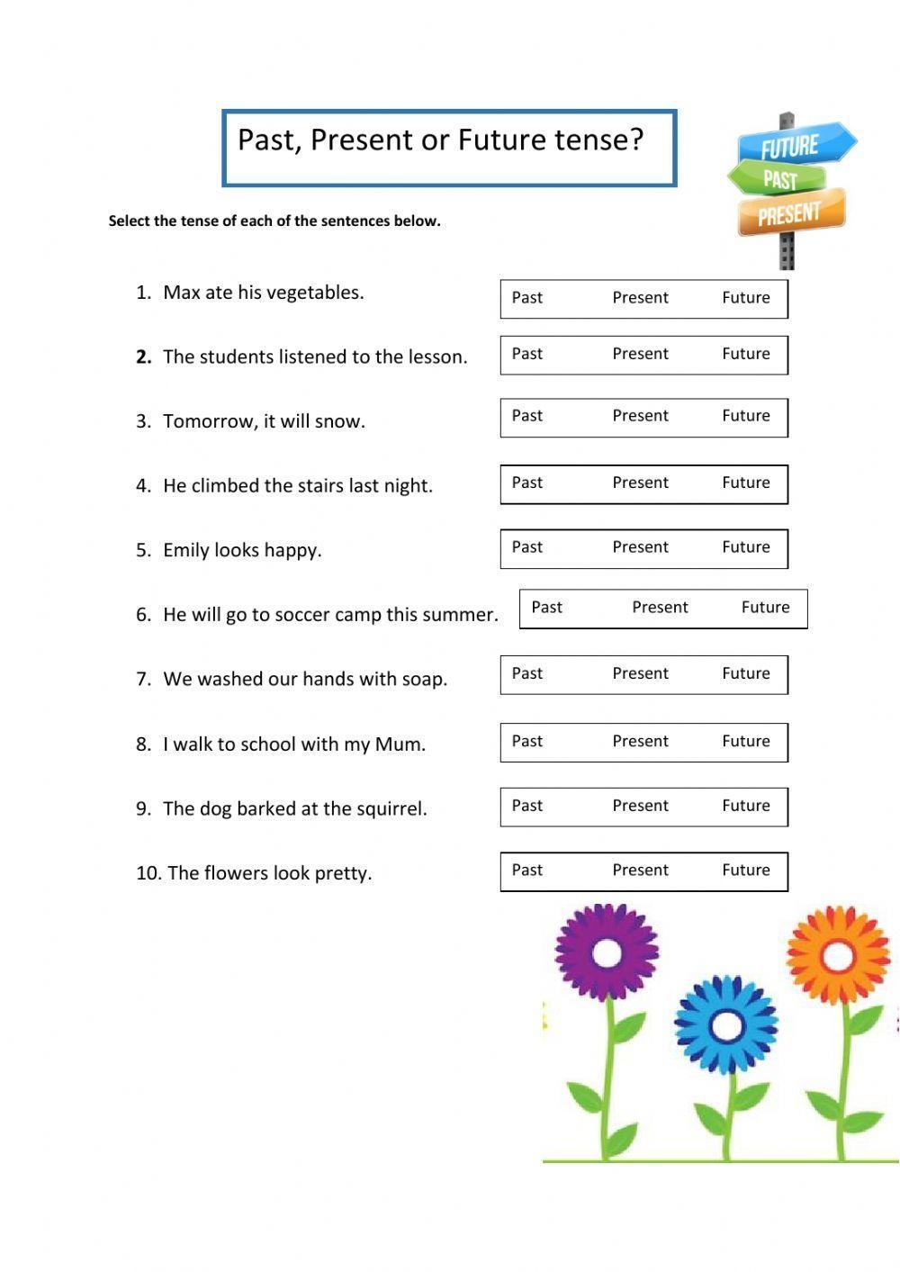 Past Present And Future Tense Worksheet Live Worksheets Worksheets 