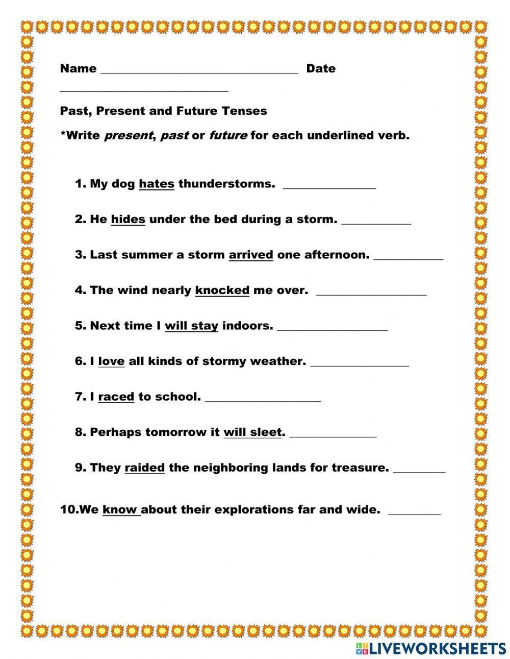Past Present Or Future Tense 6 Worksheet Worksheets Library
