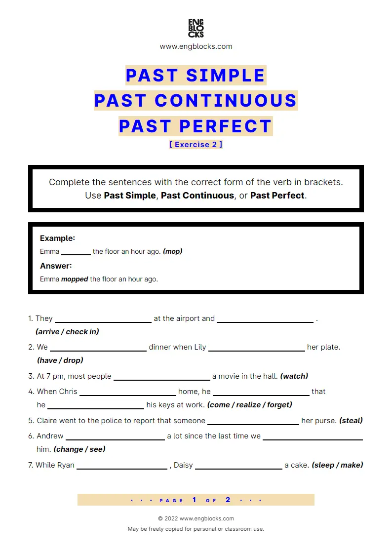 Past Simple Past Continuous Worksheet English Grammar 47 OFF