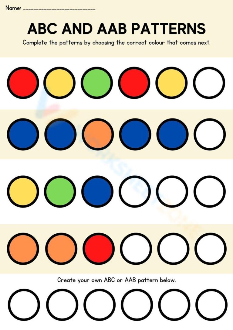 Easy Color Pattern Worksheet Pattern Worksheet - Download Free Printable Templates