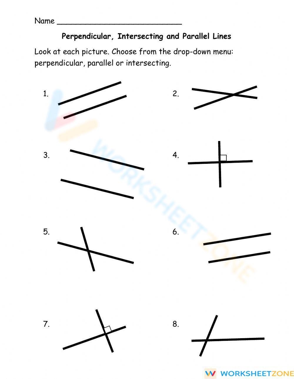 Perpendicular Parallel And Intersecting Lines Worksheet Worksheets 