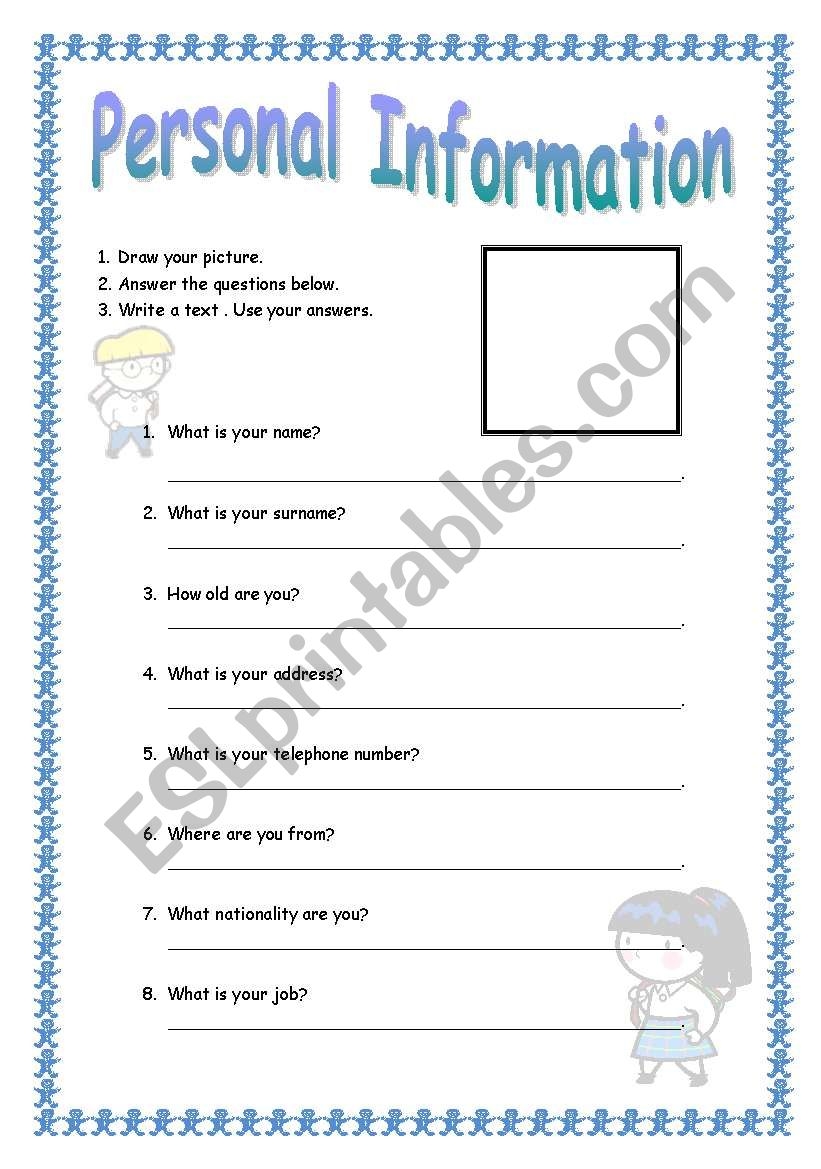 Personal Information Worksheet For Students Vrogue co