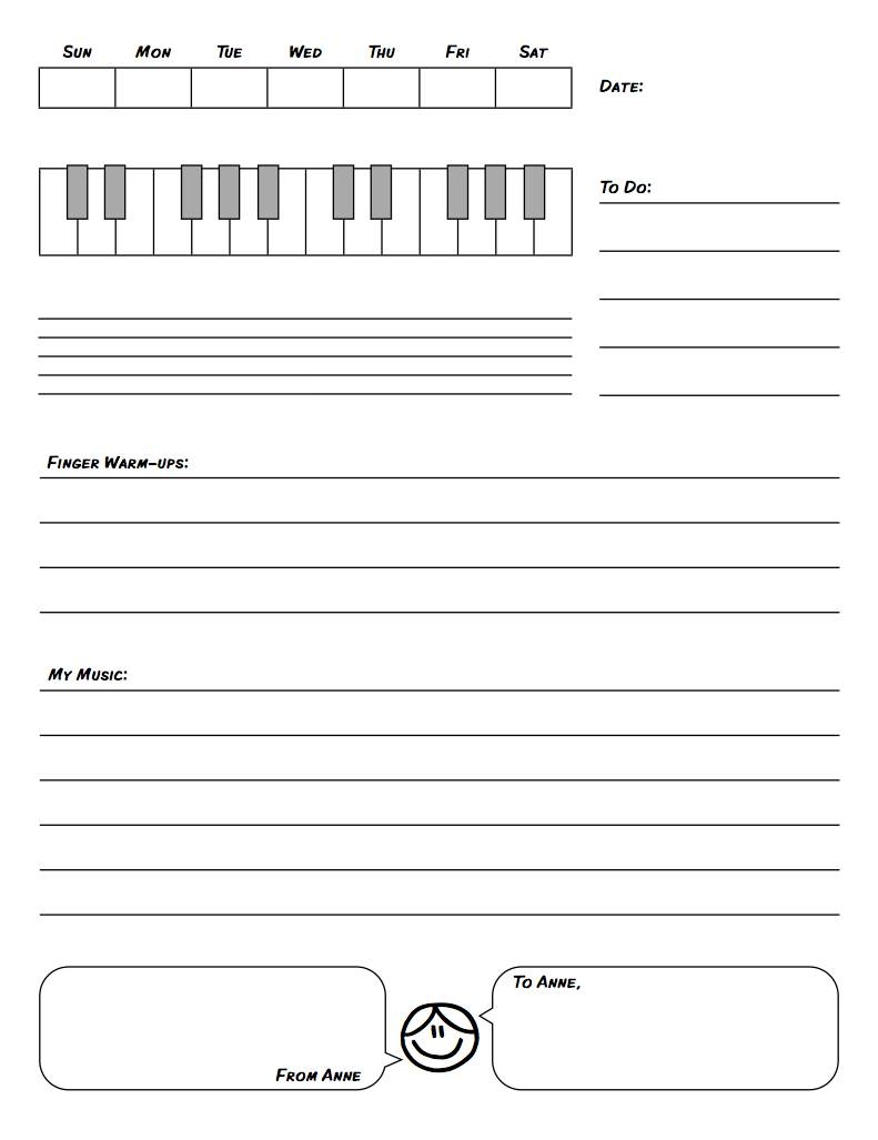 Piano Assignment Sheets Ashley Danyew