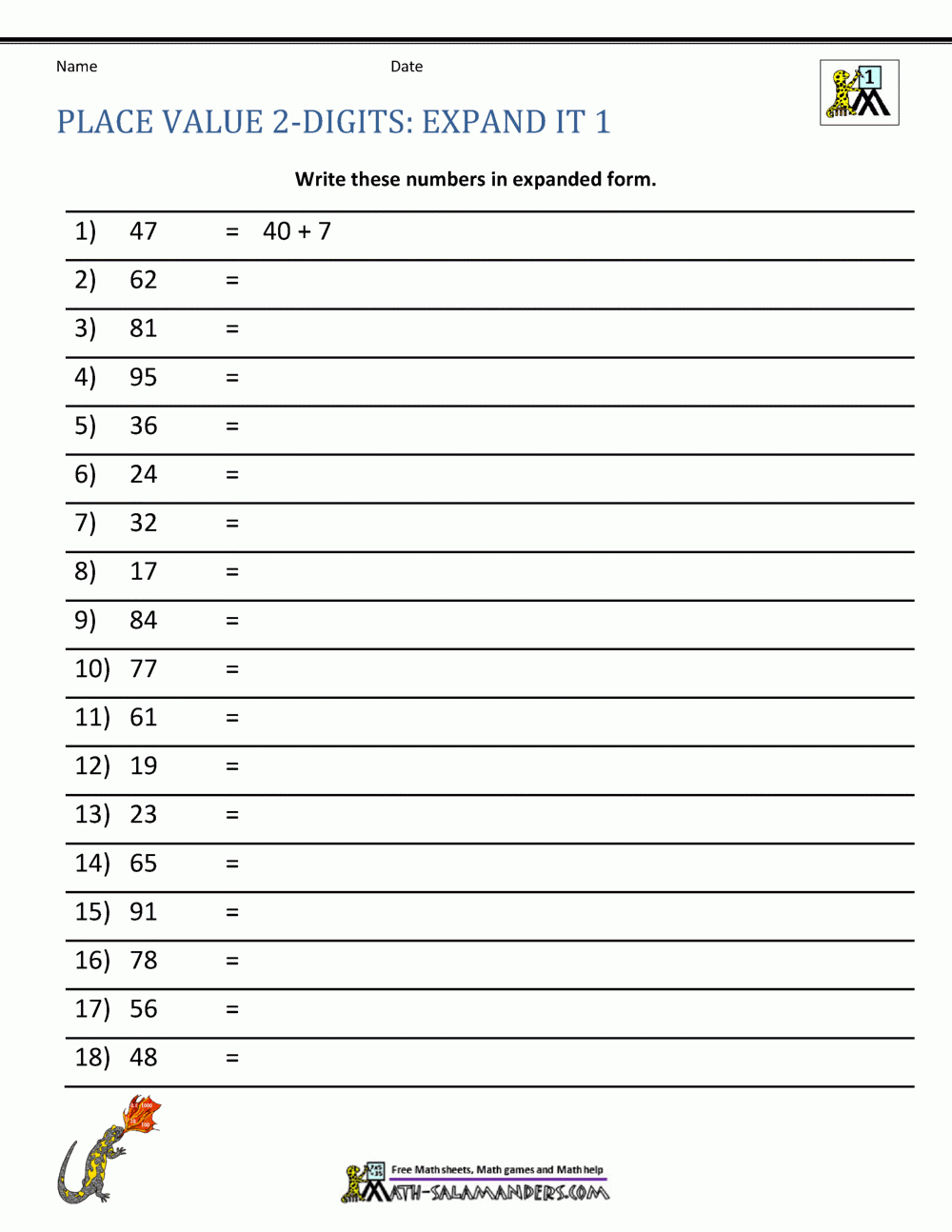 Place Value And Face Value Worksheets For Grade 4 Writing Place Value 
