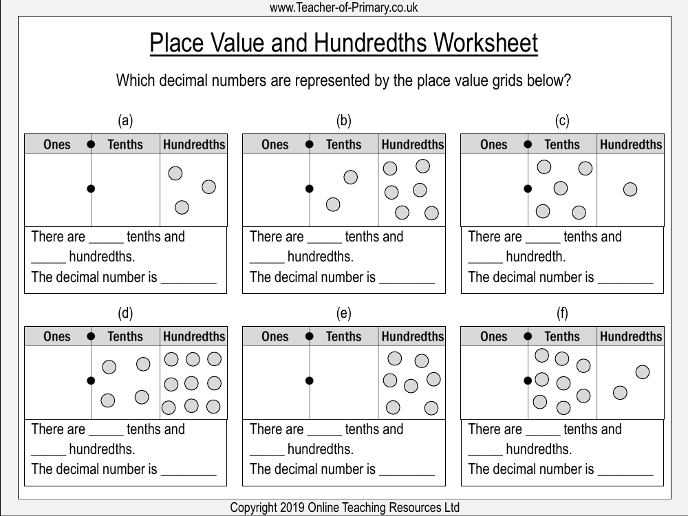 Place Value And Hundredths Worksheet Math 3rd Grade Worksheets 