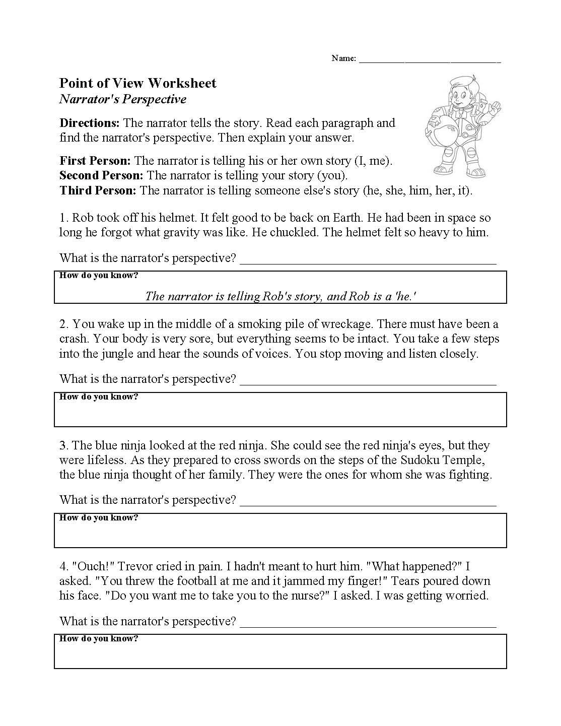 Point Of View Worksheet Elements Of Fiction Activity Worksheets Library