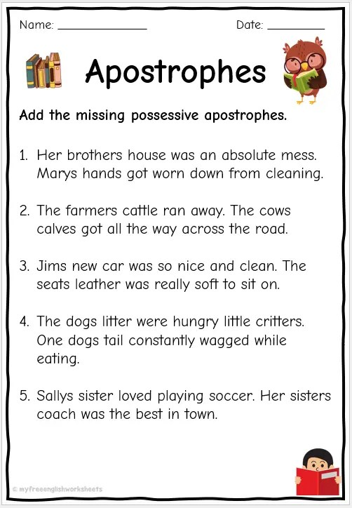 Possessive Apostrophes ESL Worksheet By Almary31 Worksheets Library
