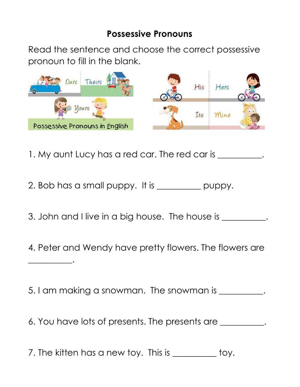 Possessive Pronouns Worksheet For Grade 2 Live Worksheets 