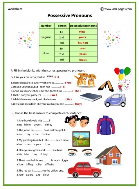 Possessive Pronouns Worksheet Free Worksheets Samples