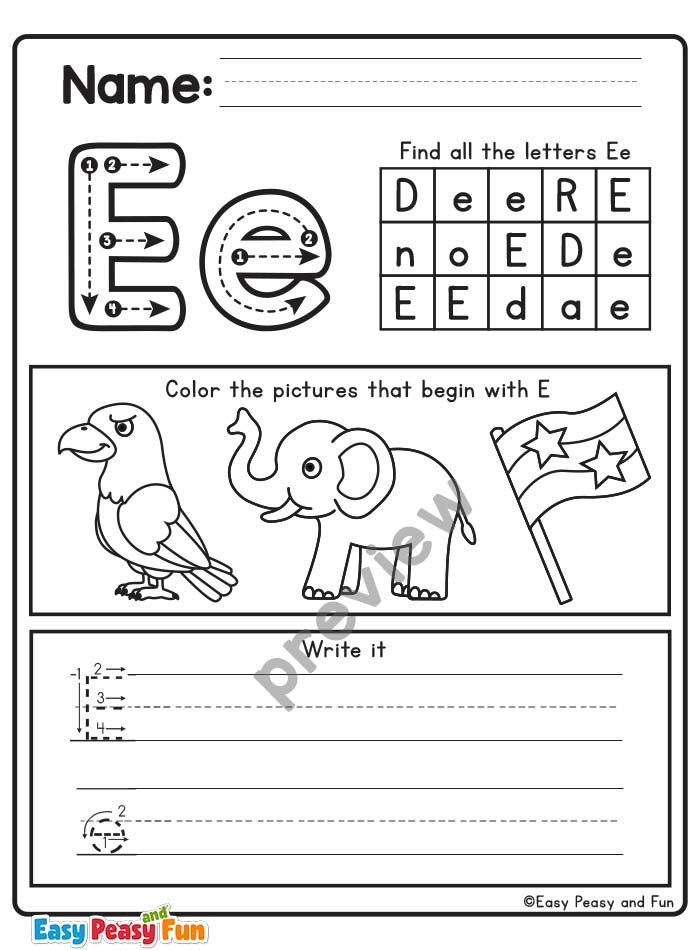 Pre Letter E Worksheets Infoupdate