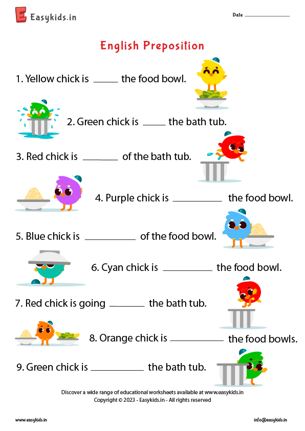 Preposition Worksheet EasyKids in