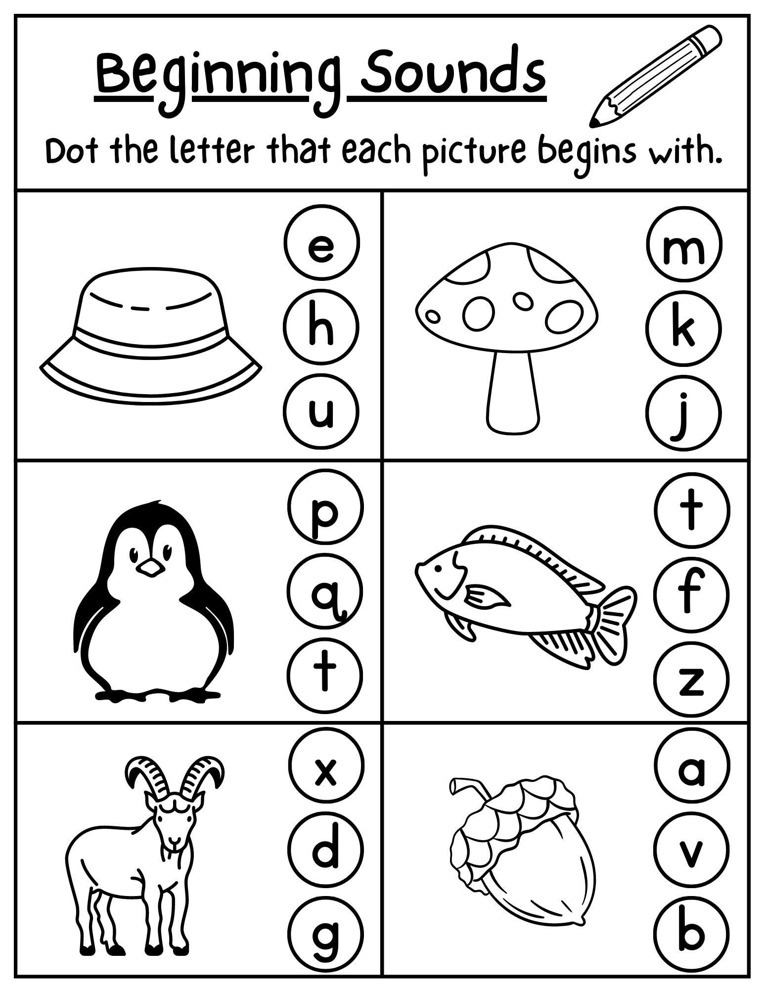 Preschool Phonics Worksheets Learning Beginning Sounds From A To Z 