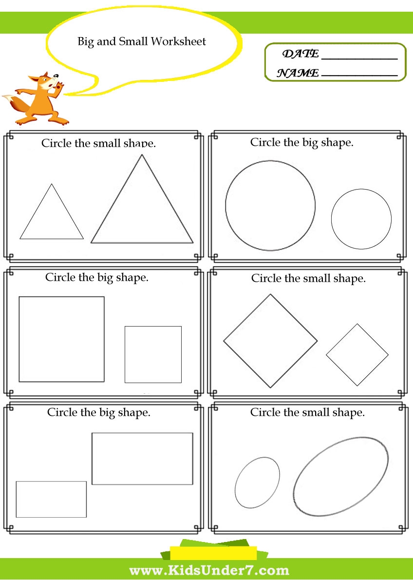 PRESCHOOL WORKSHEET BIG AND SMALL Kid Worksheet