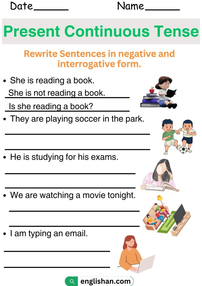 Present Continuous Tense Worksheet And Exercise Present Continuous