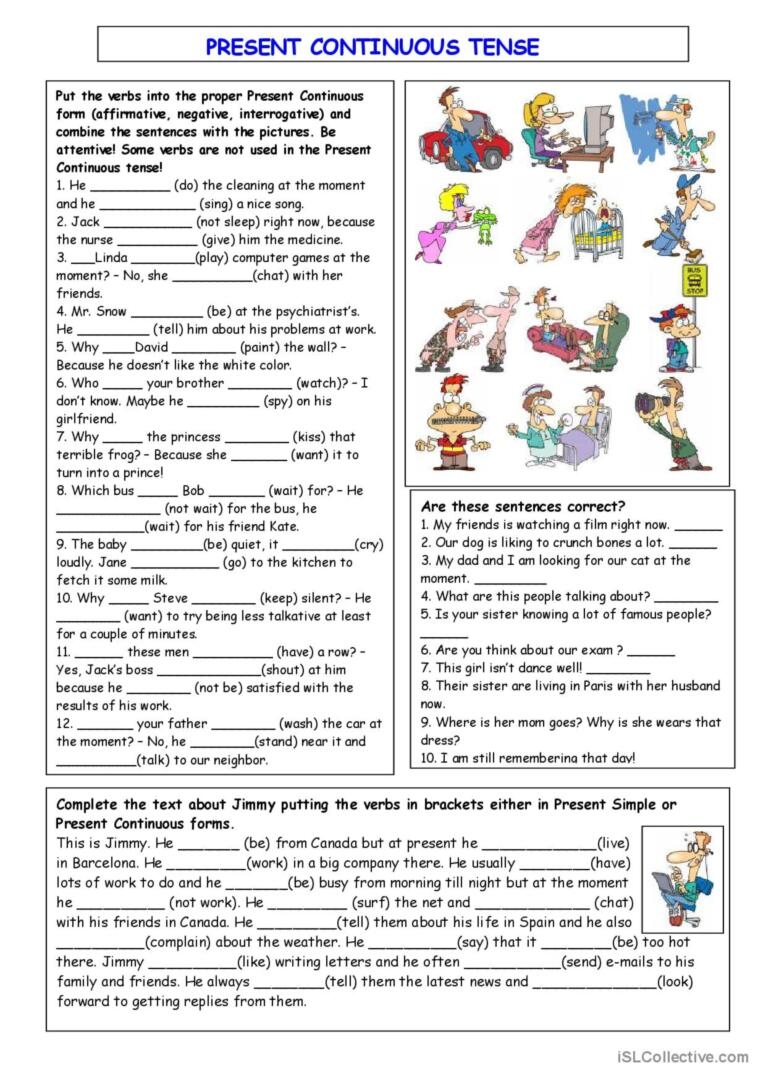 Present Continuous Tense Worksheet Offers Online Gbu hamovniki ru