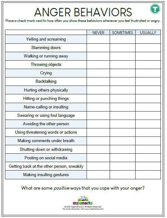 Printable Anger Worksheets For Adults Anger Management Worksheets